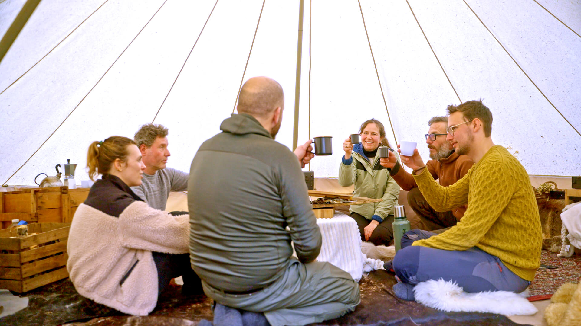 Glamping inside with people